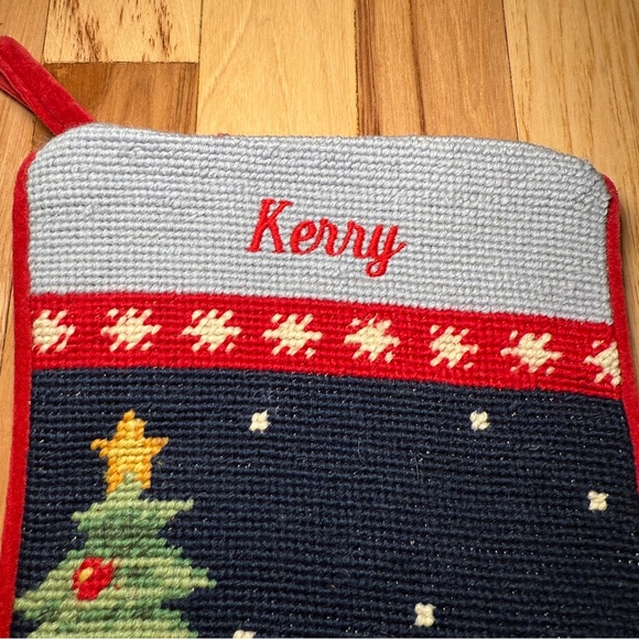 Lands’ End Wool Needlepoint Christmas Stocking Ice Skating ‘Kerry’ - Picture 2 of 4